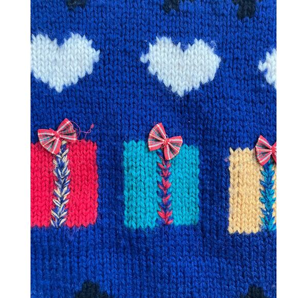 Vintage Nordstrom Blue Dog Christmas Wool Sweater XS - Picture 3 of 5